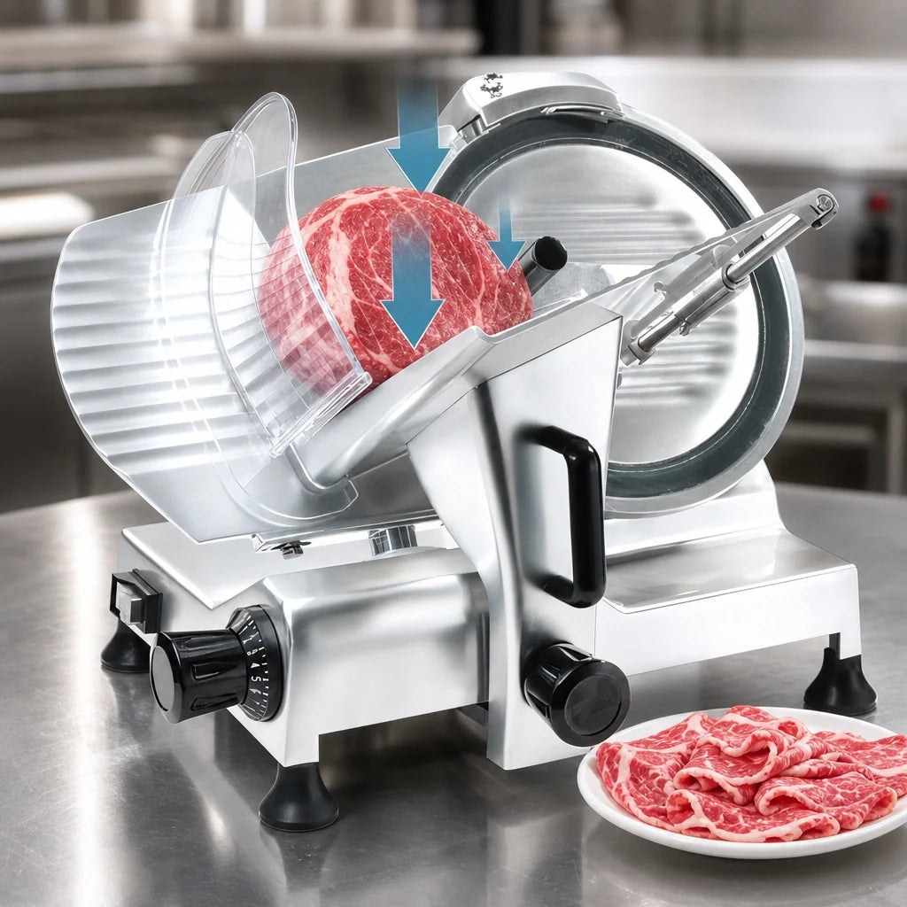BakeMax BMMSM10 10-Inch Manual Gravity-Feed Meat Slicer, Belt-Driven Anodized Aluminum