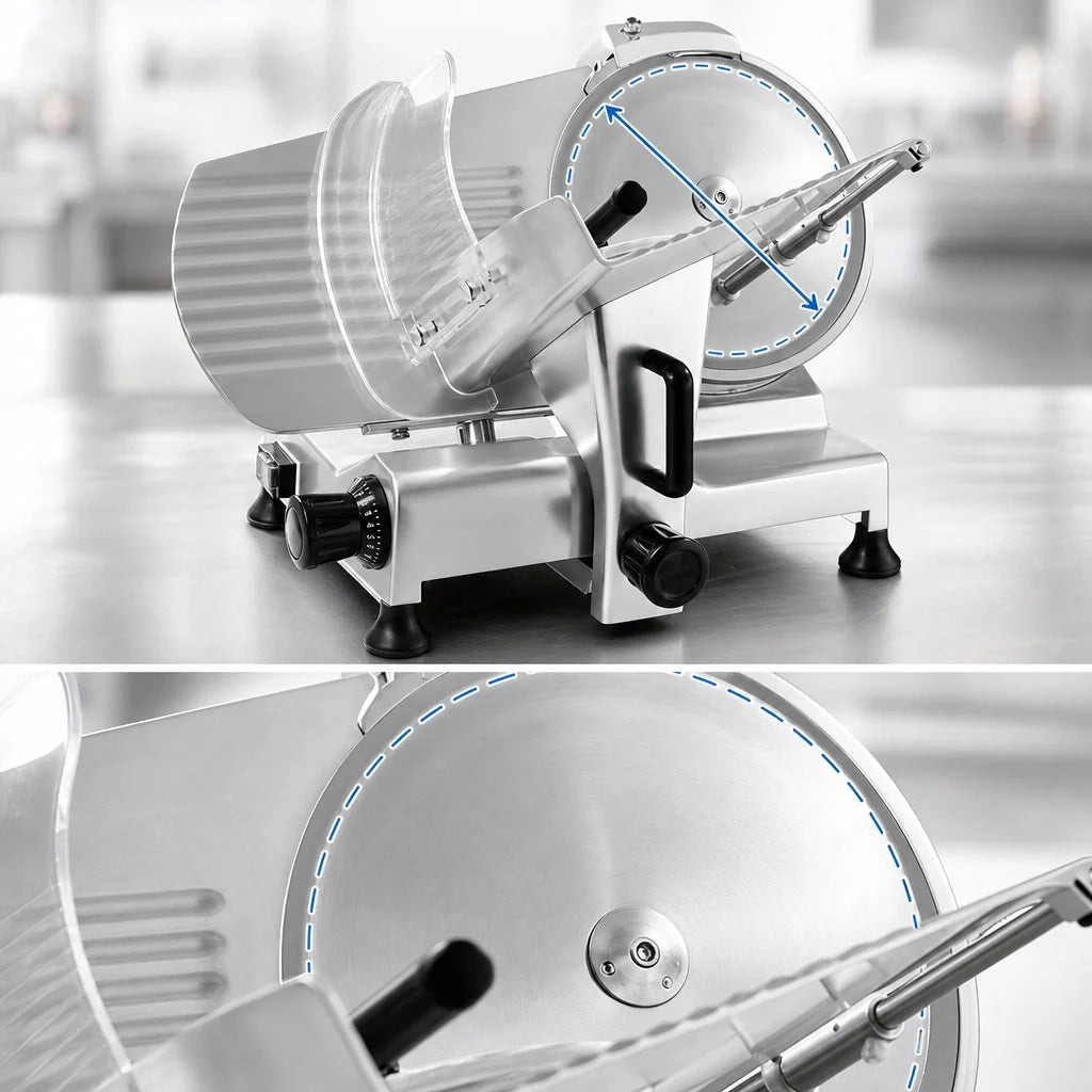 BakeMax BMMSM10 10-Inch Manual Gravity-Feed Meat Slicer, Belt-Driven Anodized Aluminum