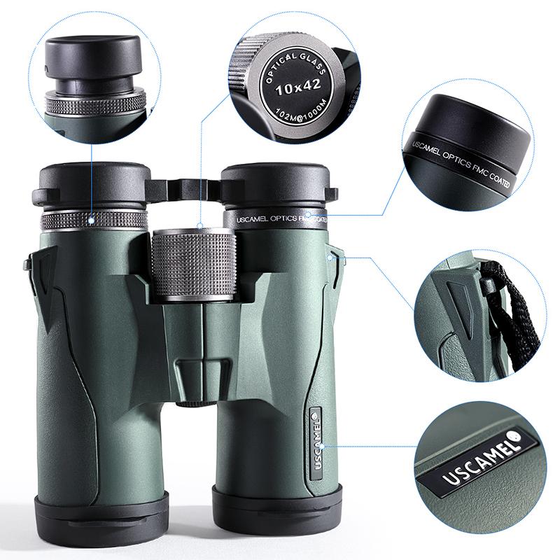USCAMEL Binoculars 10x42 Military HD High Power Telescope Professional Hunting Outdoor,Army Green