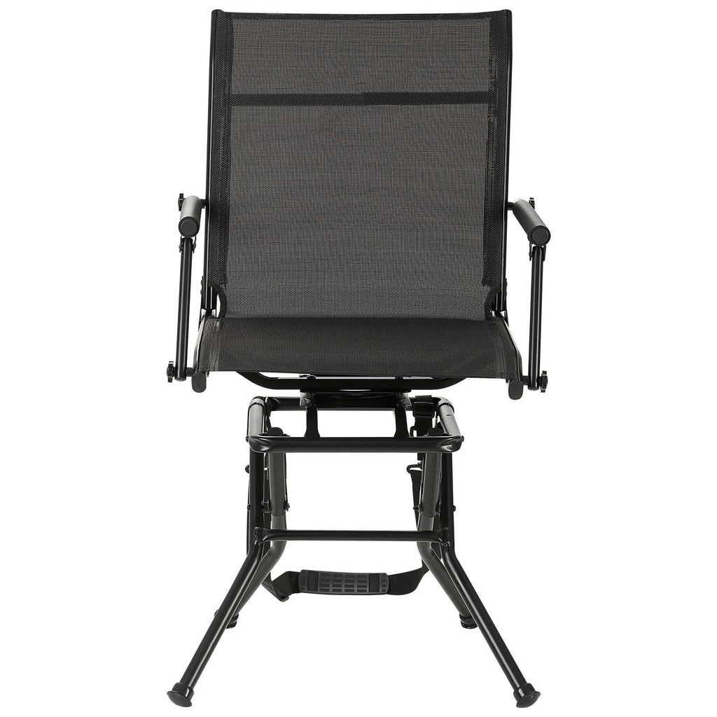 Portable Hunting Chair, Black Steel, 360° Swivel