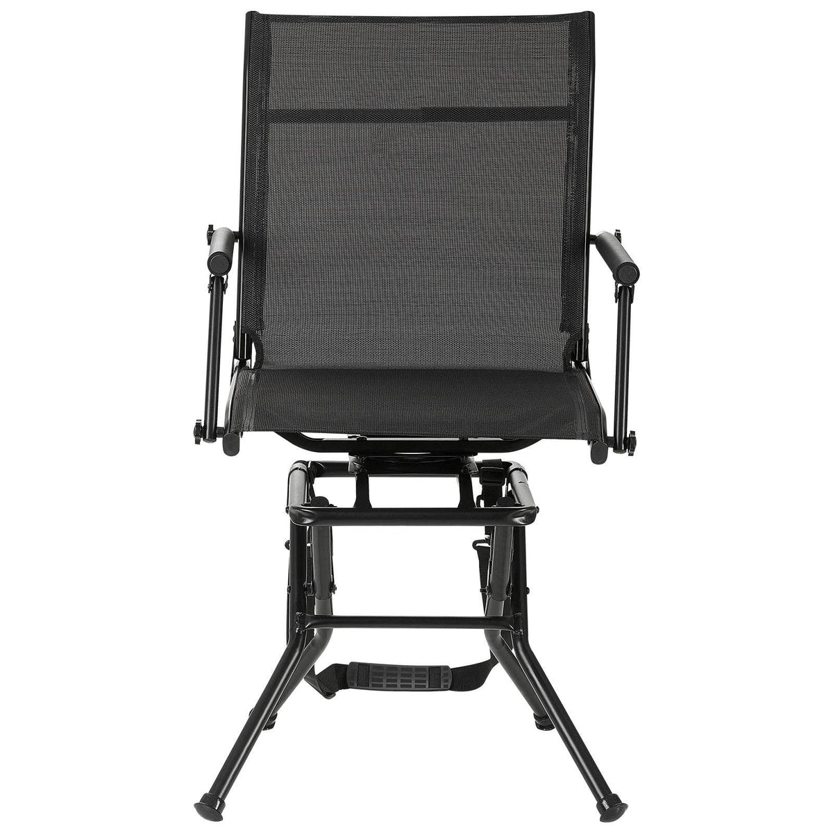 Portable Hunting Chair, Black Steel, 360° Swivel