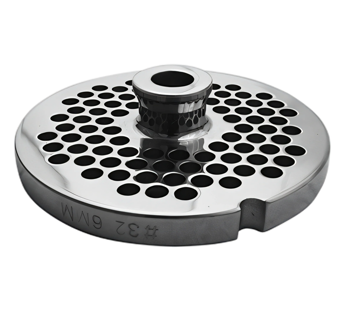 Uniworld Foodservice Equipment SS832GP1/4-H Meat Grinder Plate with Hub, #32, 1/4-Inch, Stainless Steel