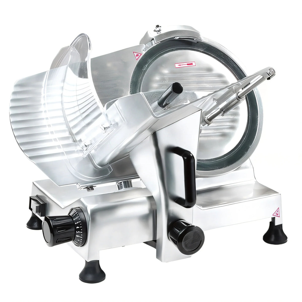 BakeMax BMMSM08 8-Inch Manual Gravity-Feed Meat Slicer, Belt Driven, Anodized Aluminum, 120V
